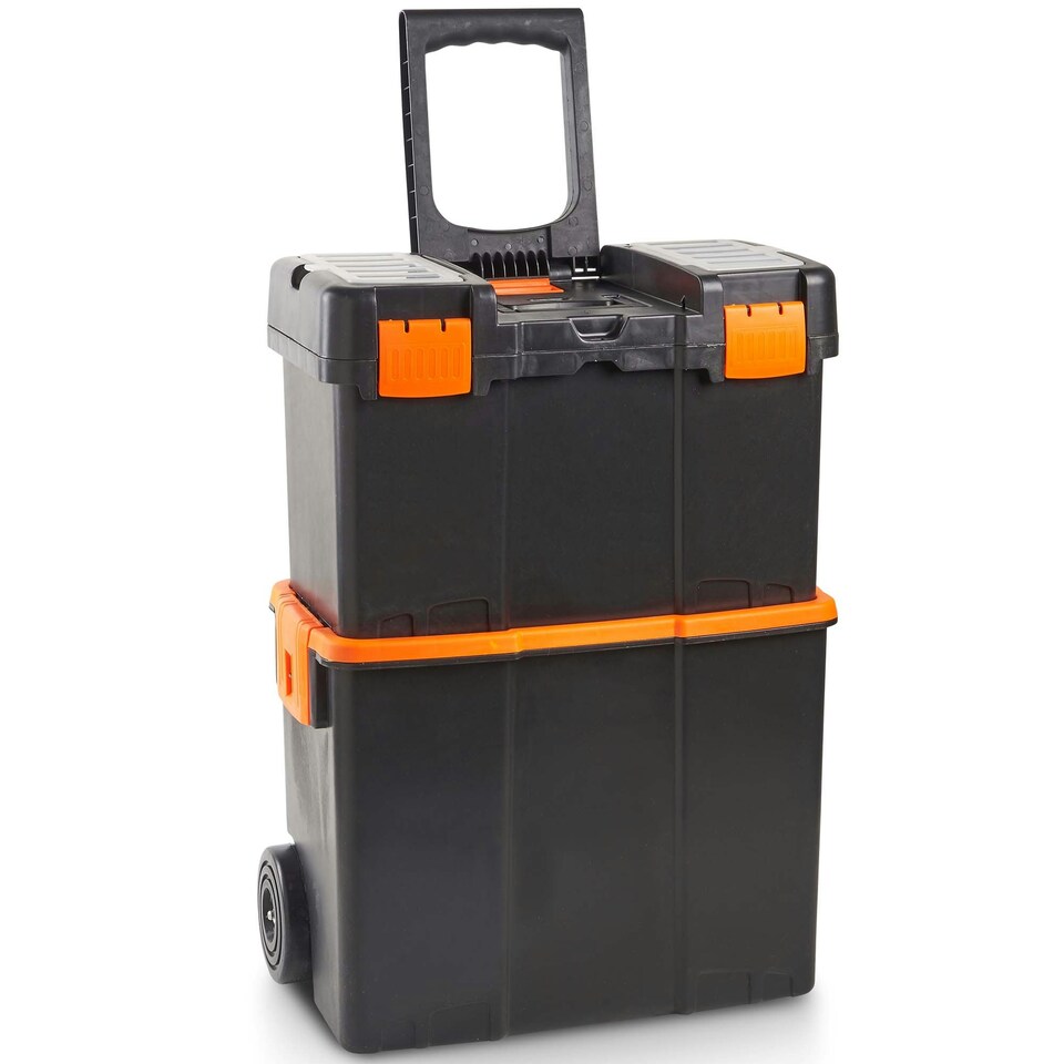 image 1 of VonHaus Large Toolbox with Wheels & Stackable Boxes