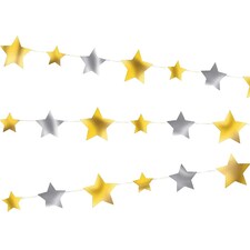 Unique Party Stars Baby Shower Garland - Gold/Silver - One Size
