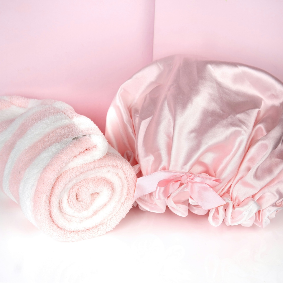 image 1 of Brushworks Luxury Hair Towel & Shower Cap