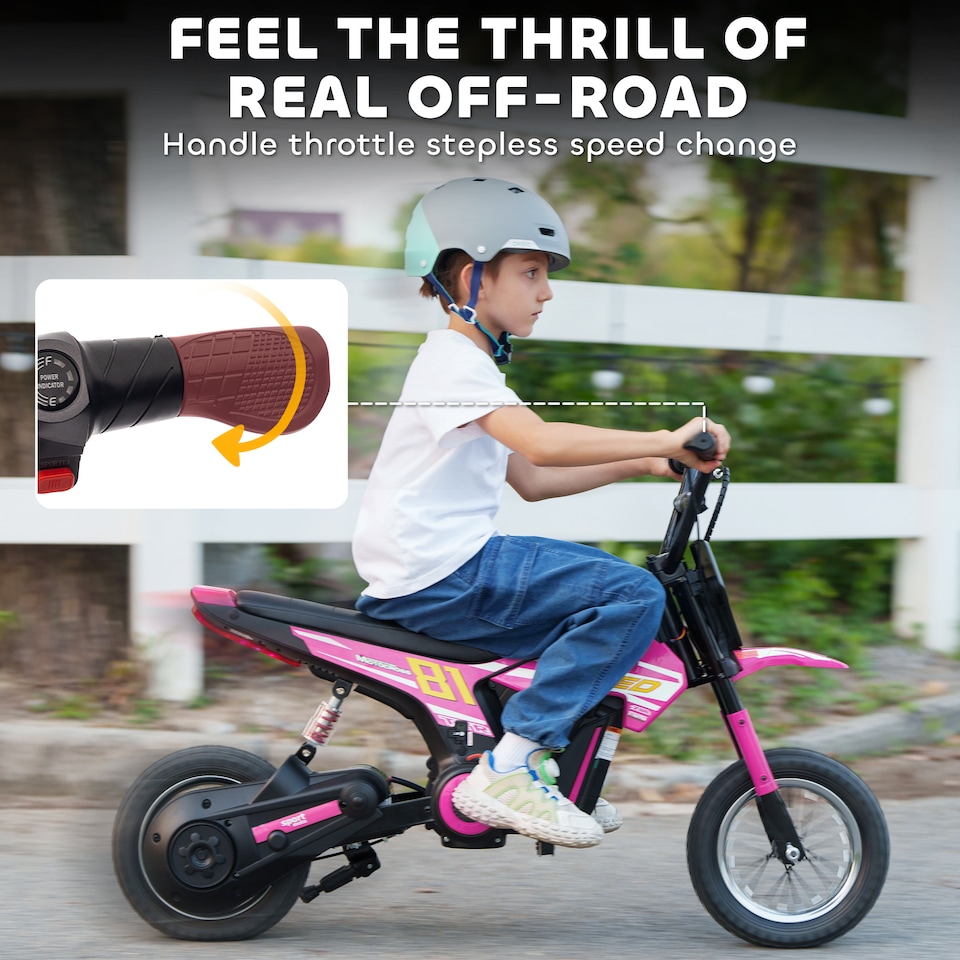 image 1 of AIYAPLAY 24V Battery Powered Ride On Motorcycle with Rear Suspension, Pink