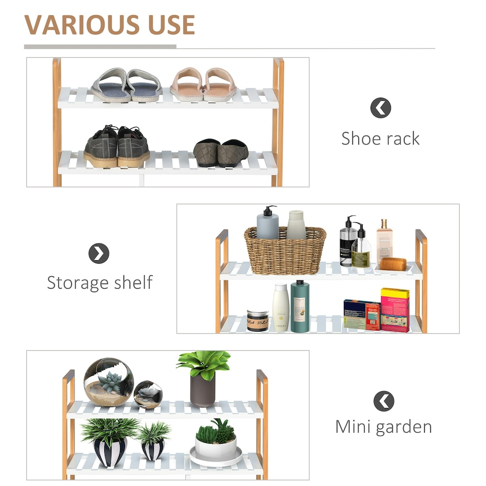 image 1 of HOMCOM 4-Tier Shoe Rack Simple Home Storage w/ Wood Frame Boot Compartment Home