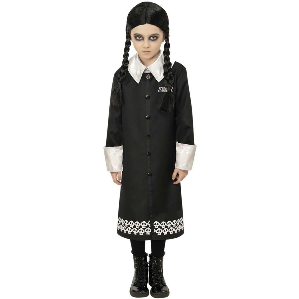 image 1 of The Addams Family Girls Wednesday Addams Costume Set - Black - 7-9 Years
