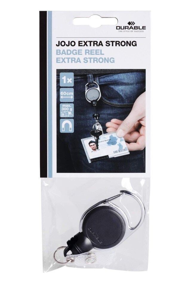 image 1 of Durable Extra Strong Retractable Clip Badge Reels for ID & Keys | Black