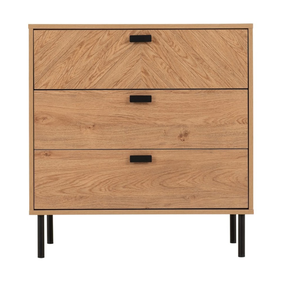 image 1 of Leon 3 Drawer Chest - L40 x W80 x H78.5 cm - Medium Oak Effect