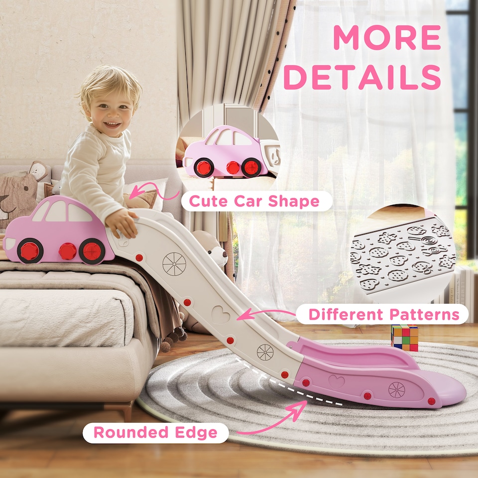 image 1 of AIYAPLAY Indoor Toddler Kids Slide for Bed, Sofa, Easy to Assemble, Pink