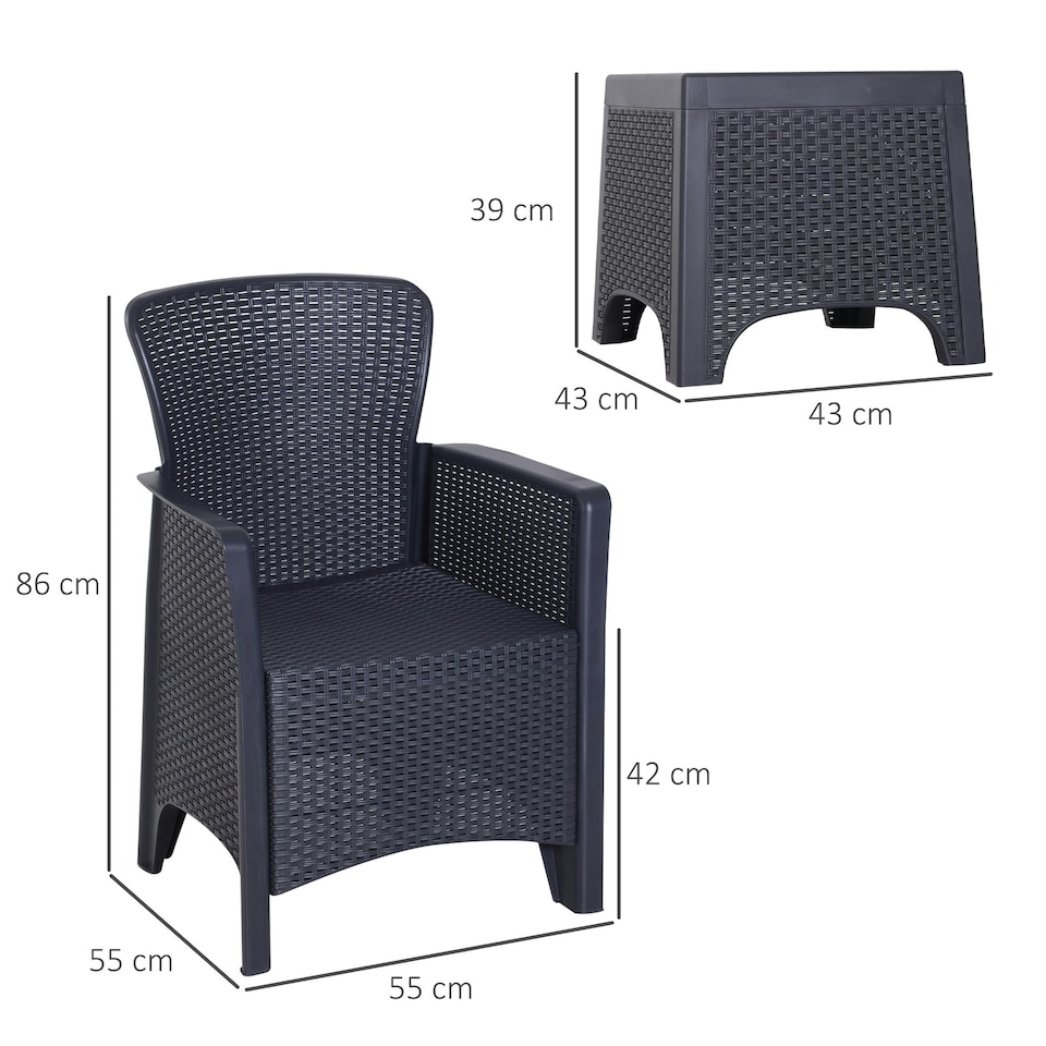 image 1 of Outsunny 3pc Outsunny Balcony Furniture Set - Grey | Bistro Set