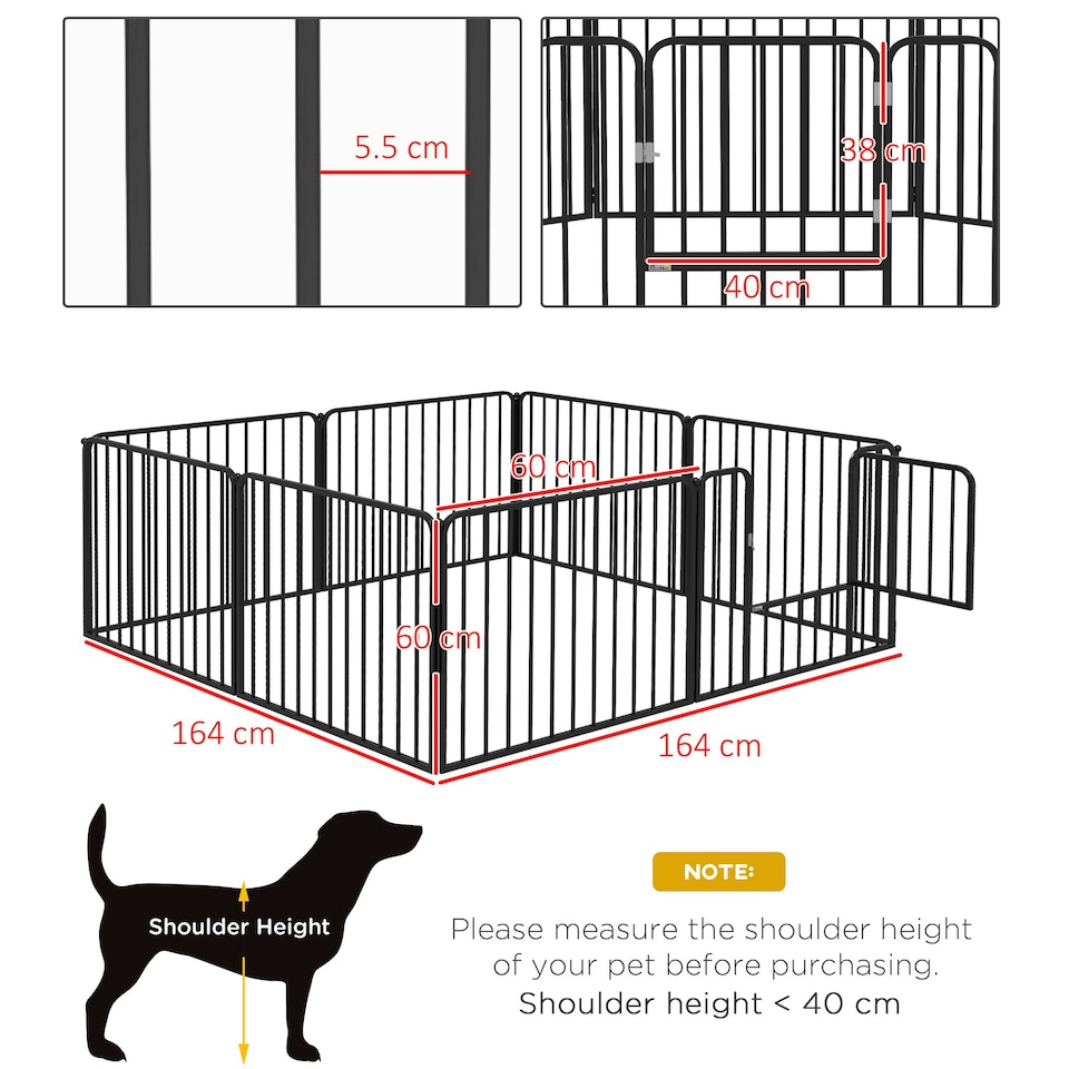image 1 of PawHut 60cm 8 Panels Heavy-Duty Dog Playpen for Small Dogs