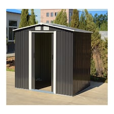 Groundlevel 6x8 Foot Galvanised Metal Garden Storage Shed With Sliding Door