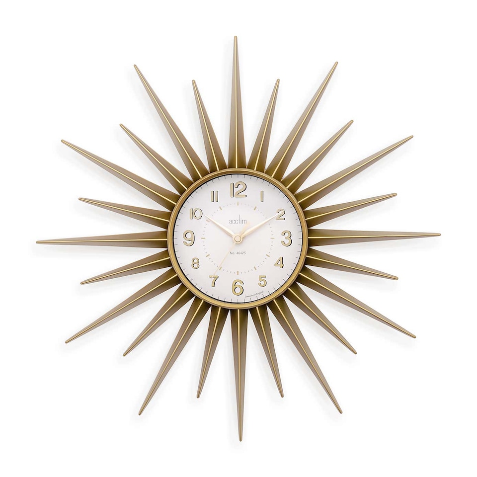 image 1 of Acctim Stella Wall Clock Sunburst StarBurst Quartz Retro Spoke 43cm