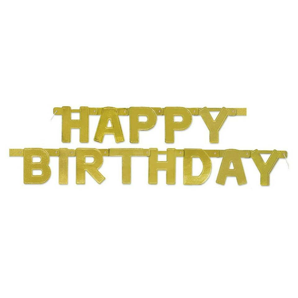 image 1 of Unique Party Happy Birthday Banner - Gold - One Size