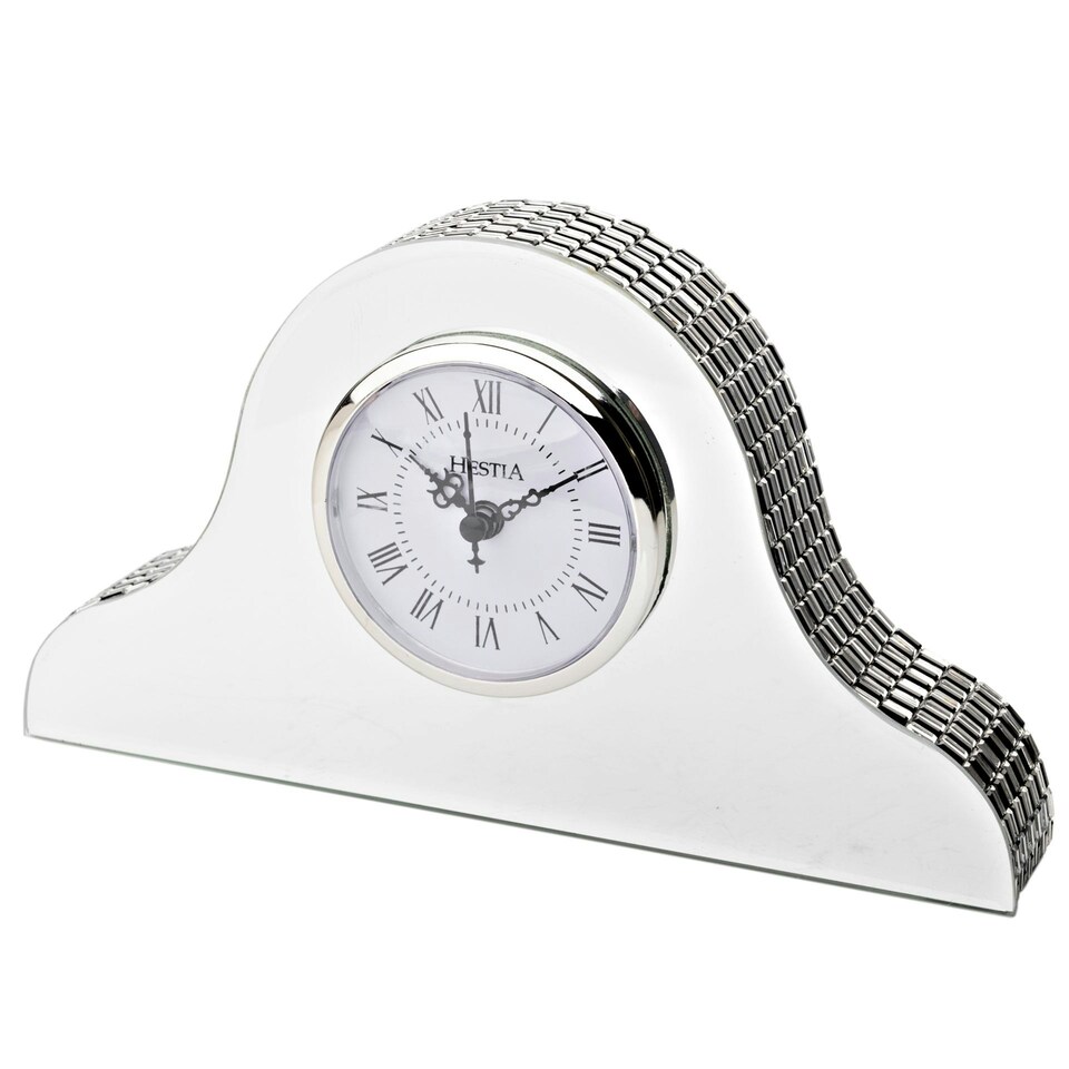 image 1 of Hestia Glass Mirror Napoleon Mantel Clock