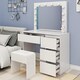 image 1 of White Dressing Table Hollywood LED Mirror Makeup Desk Vanity Table Bedroom Furniture White