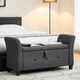 image 2 of Vida Designs Seville Storage Ottoman Bedroom Hallway Chest Bench, Dark Grey Linen Grey | Dark Grey Linen