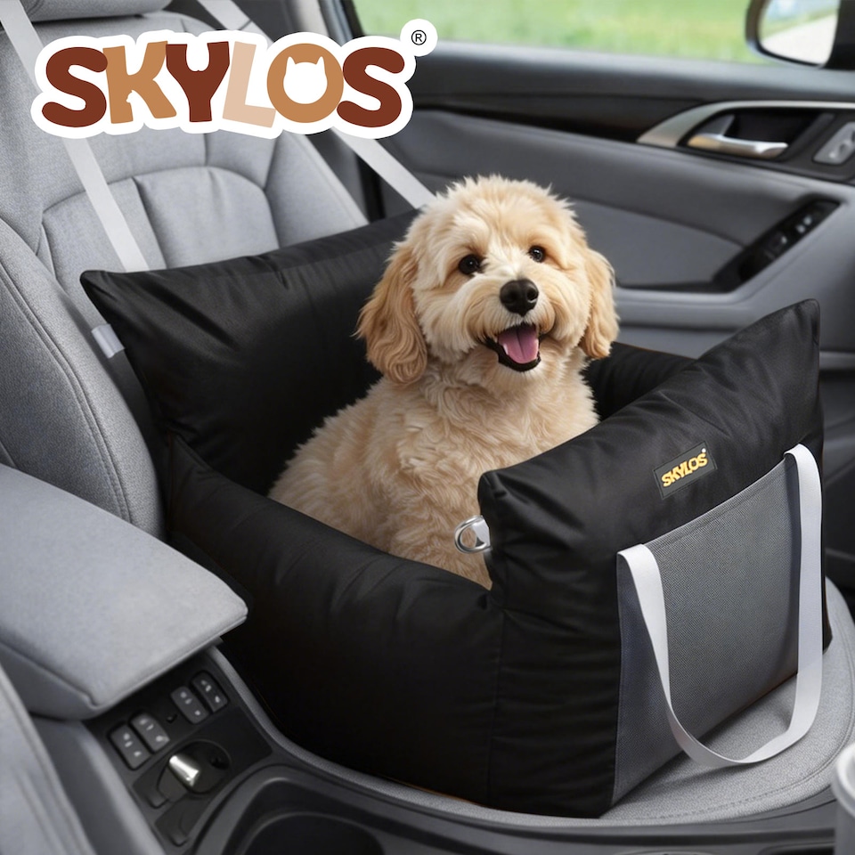 image 1 of Skylos Dog Car Seat Travel Bed Carrier Portable Pet Booster Seat Washable