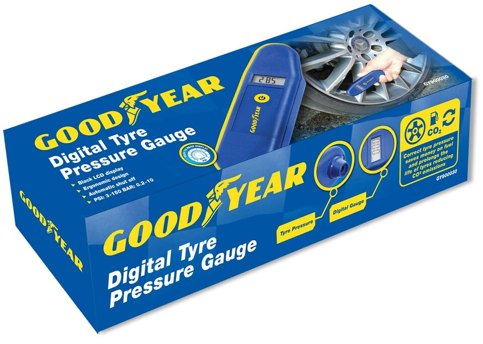 image 1 of Goodyear Digital LCD Tyre Pressure Gauge Tester Measurement Car Motorcycle Bike