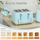 image 4 of HOMCOM Kettle and Toaster Set 1.7L Kettle & 4 Slice Toaster Light, Blue