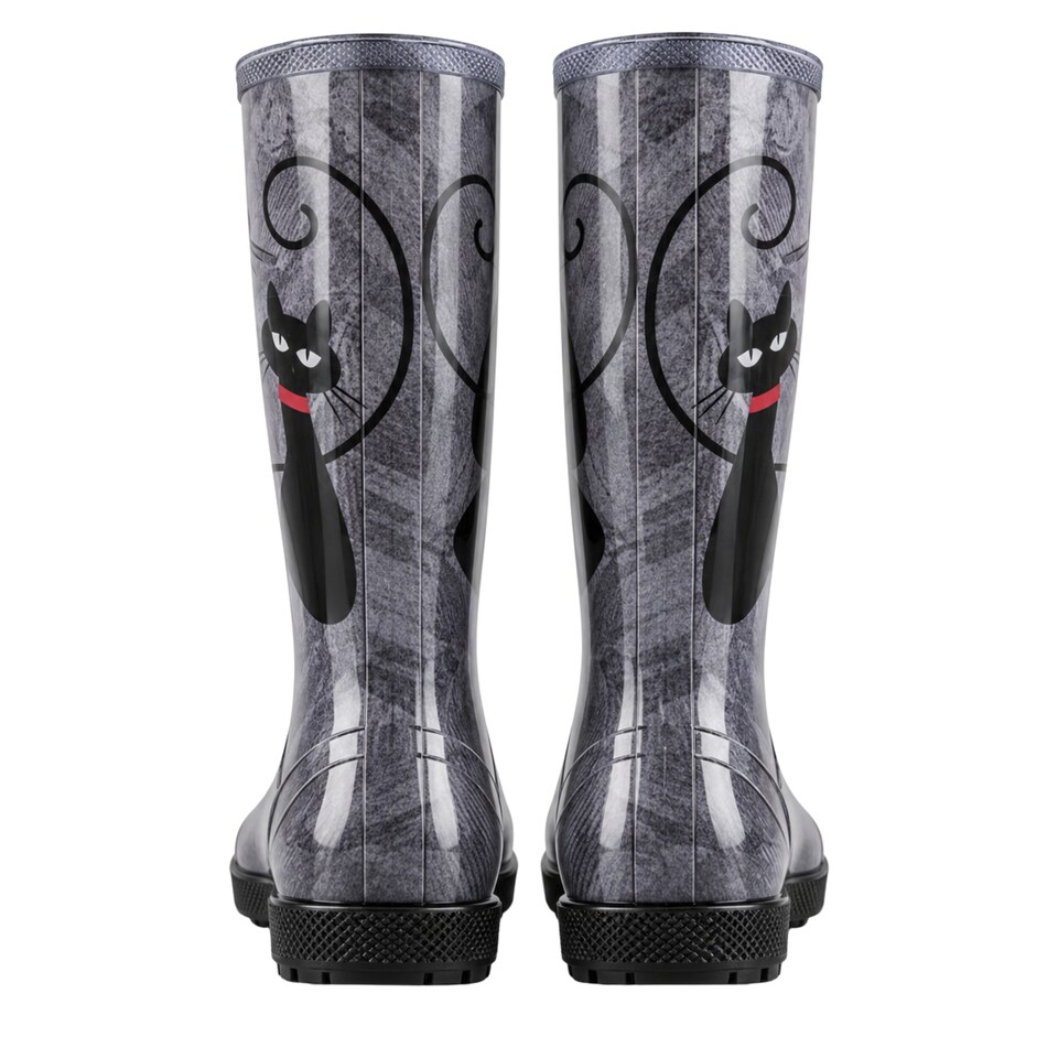 image 1 of Hawai Lady Women's Cat Print PVC Rain Wellies EU41