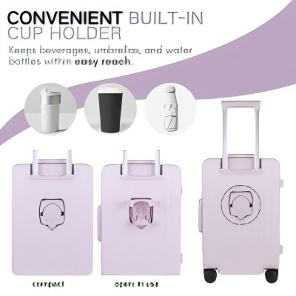 image 1 of Large Suitcase 26’ Inch Hard Shell Checked Luggage - Lightweight, Durable with Built-in Cupholder, TSA Lock, Dual Spinner Wheels