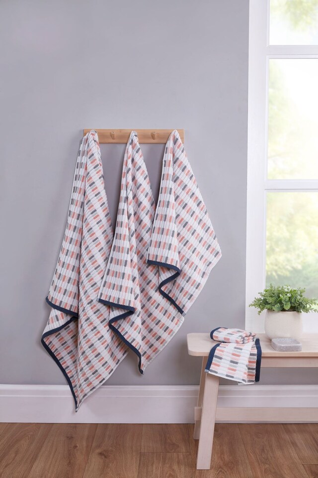 image 1 of Santa Cruz Striped Cotton Towels Soft and Absorbent (Set Of 2) | Blue | Face cloth | 2