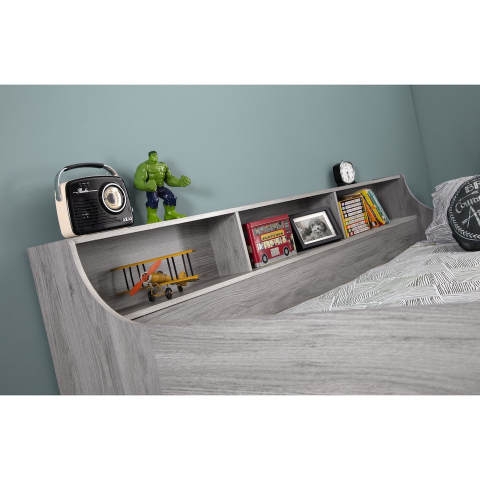 image 1 of Jupiter Mid Sleeper with Pull-Out Desk and Storage - Grey Oak Effect, Single