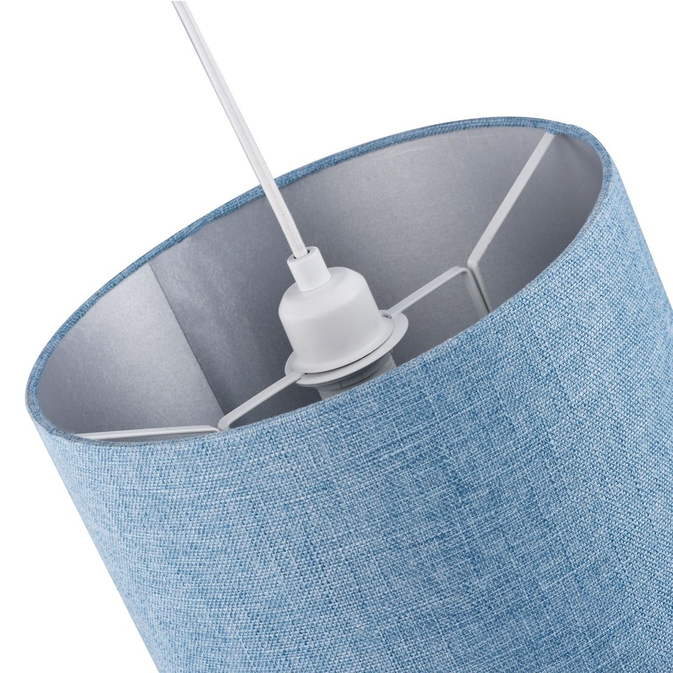 image 1 of Contemporary and Sleek Blue Nova Plain Linen Fabric Drum Lamp Shade 60w Maximum | Blue | Blue | 1