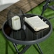image 8 of Outsunny Round Folding Side Table w/ Imitation Marble Glass Top, Black