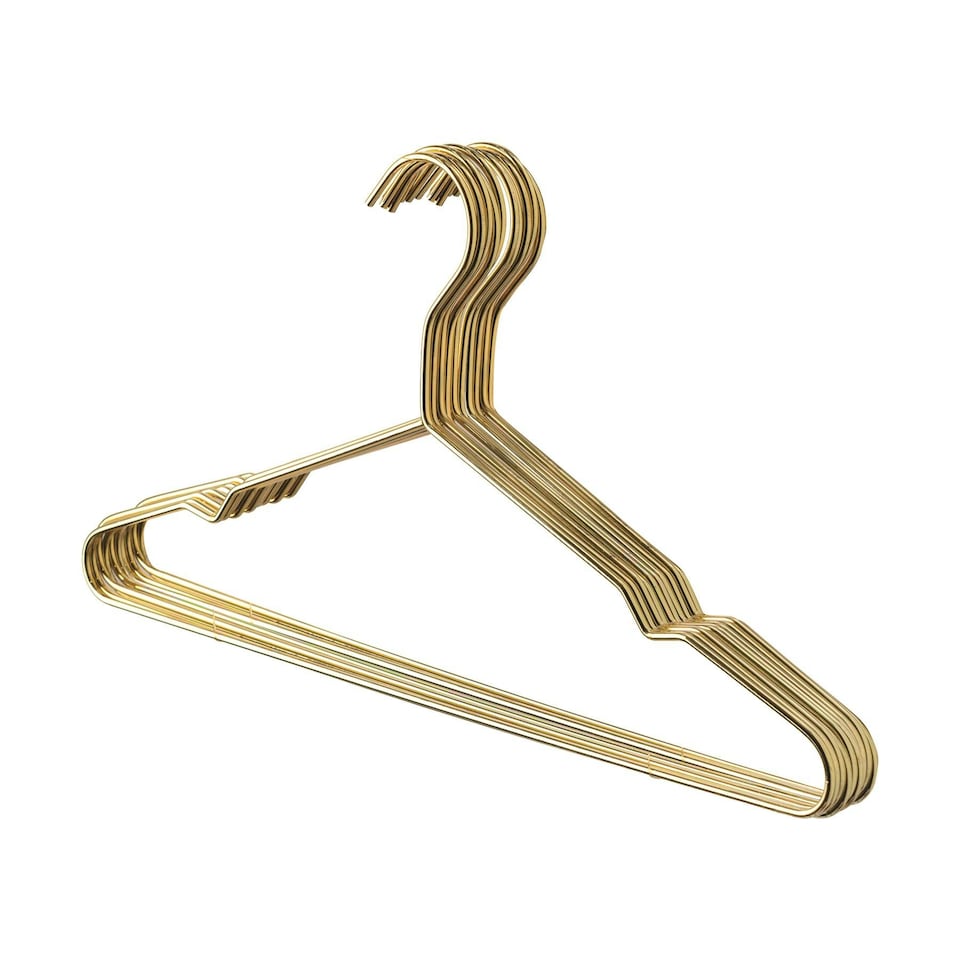 image 1 of Harbour Housewares Metal Clothes Hangers - Gold - Pack of 10