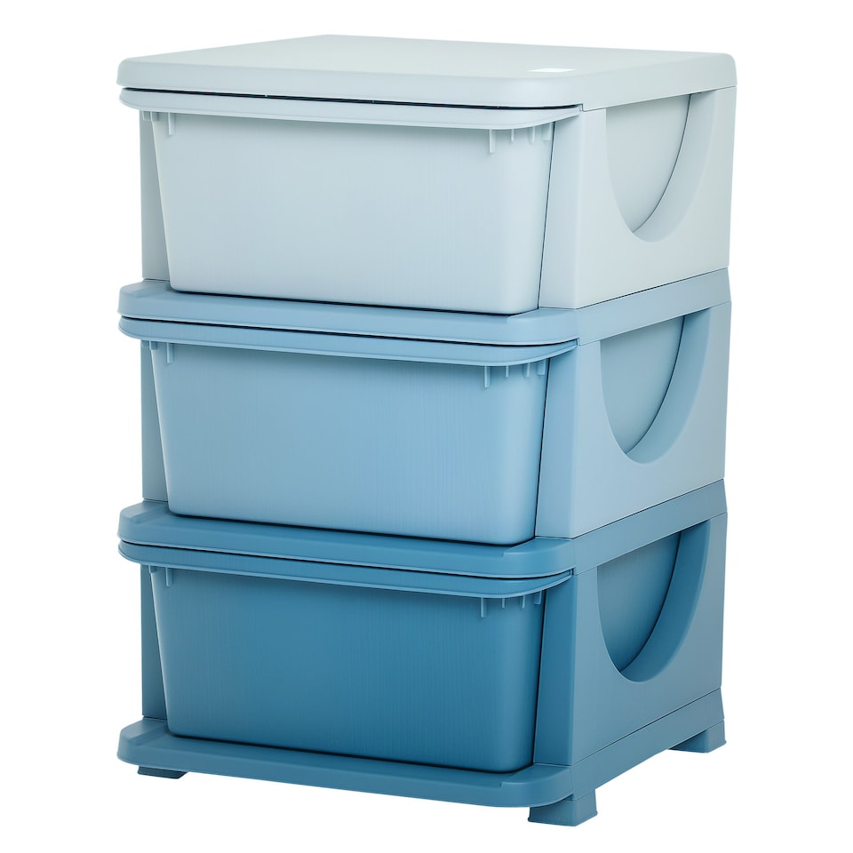 image 1 of HOMCOM Kids Storage Units with Drawers Chest Dresser Tower | Blue | 37cm x 37cm x 56.5cm
