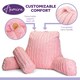 image 4 of Aamira Reading Pillow Pink Faux Fur Ribbed Memory Foam Support Cushion | Pink | Pink | Standard | 1