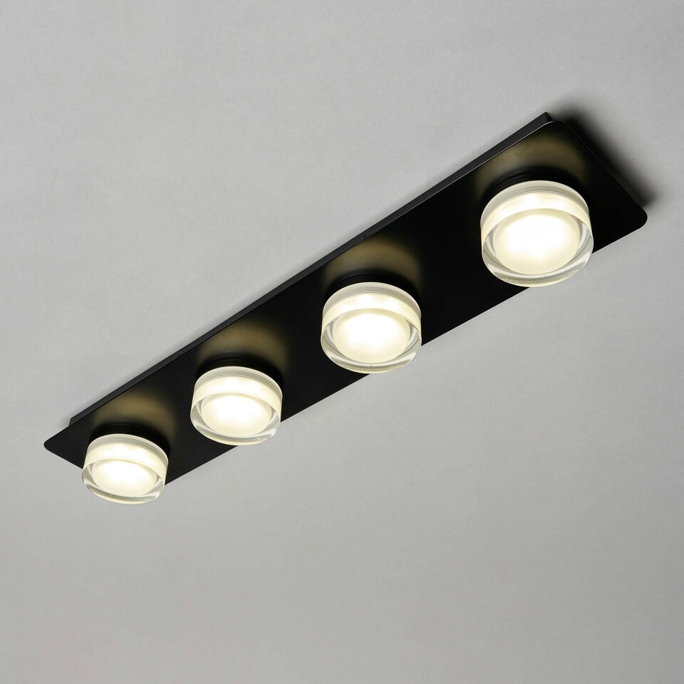 image 1 of BHS Brooke LED Bathroom Ceiling Spotlight Bar | Black | Matte Black | 1