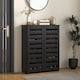 image 2 of HOMCOM Narrow Shoe Cabinet for Entryway, 5-Tier Slim Shoe Storage Cabinet with 2 Slatted Doors and Adjustable Shelves for 15 Pairs, Black | Black | Black