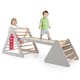 image 9 of COSTWAY 3 in 1 Toddler Climbing Toy Set Wooden Climber Log Bridge Activity Center-Grey