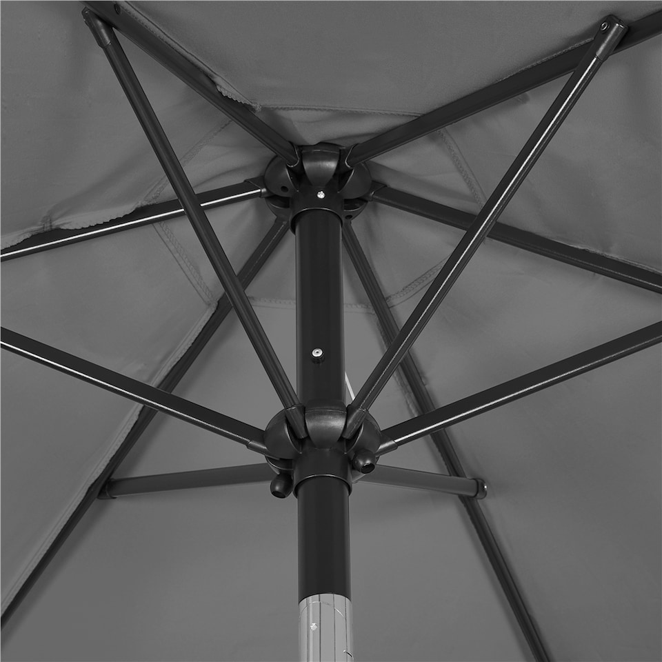 image 1 of Yaheetech 226 cm Patio Umbrella Market Umbrella with 6 Ribs-Grey
