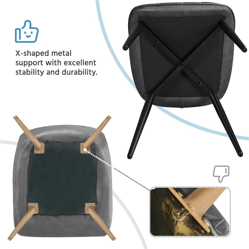 image 1 of Yaheetech Set of 2 Faux Leather Dining Kitchen Chairs with Petal Accented Backrest