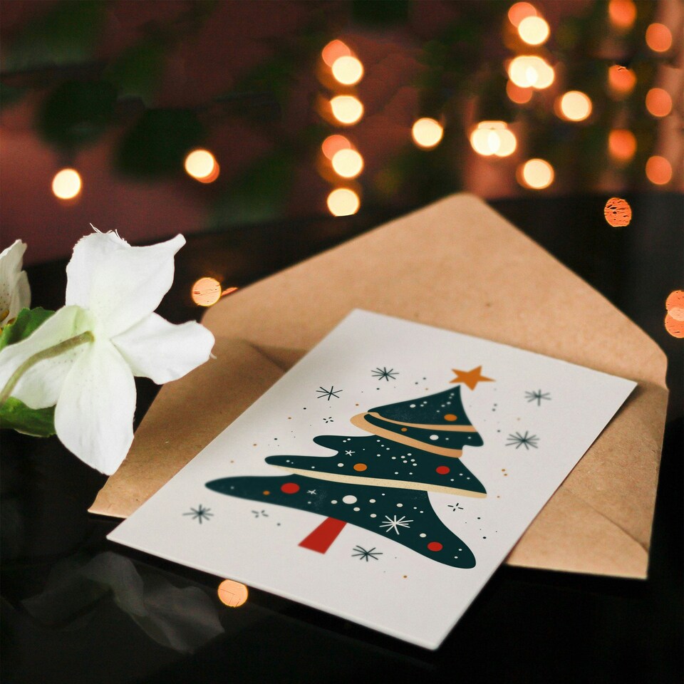 image 1 of Tree Bright Modern Abstract Fun Xmas Art Blank For All Christmas Card