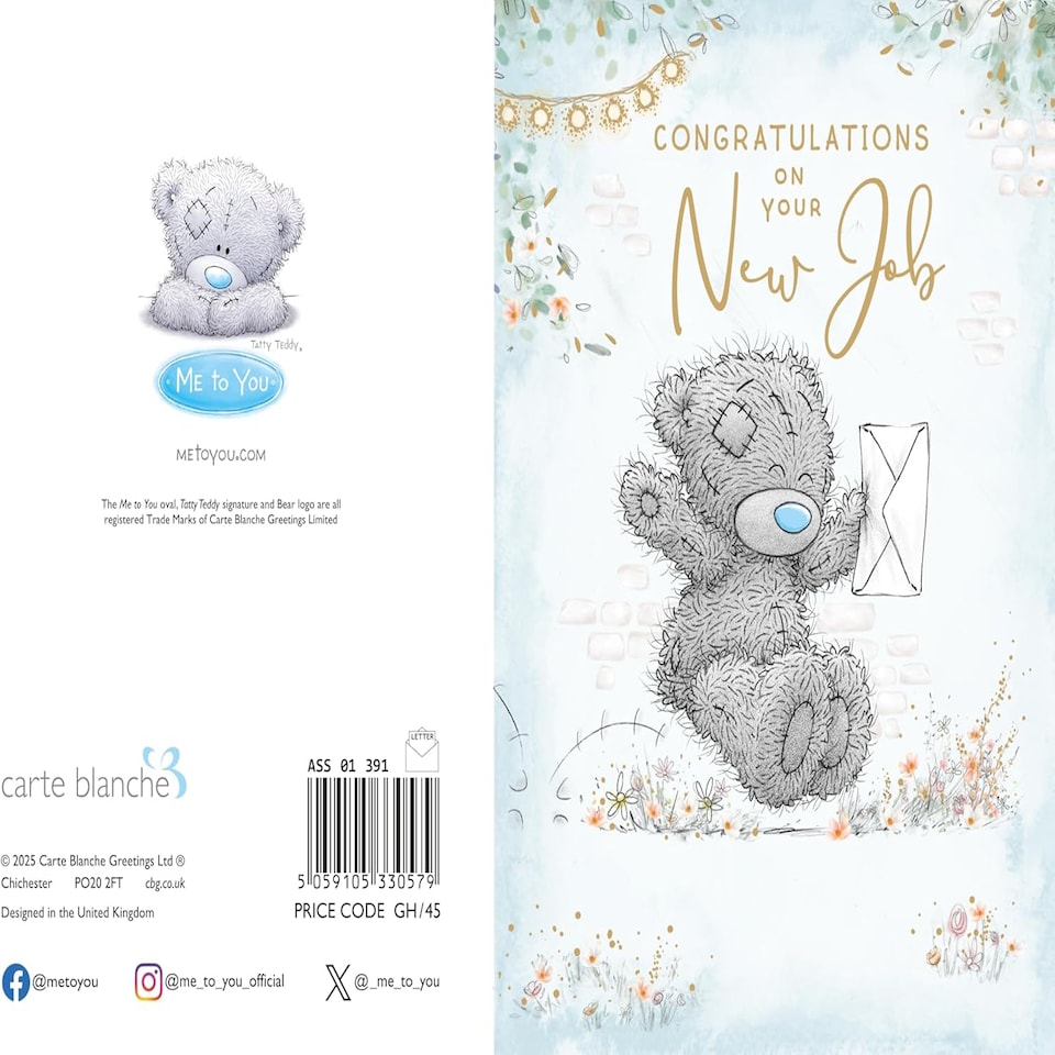 image 1 of Bear With Envelope Congratulations On Your New Job Card
