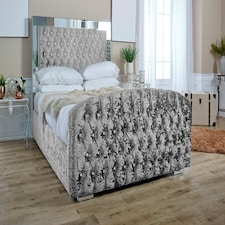 Skipton Crush King Bed Frame - Silver