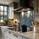 image 2 of Orchid Branches On Blue Splash Back | White