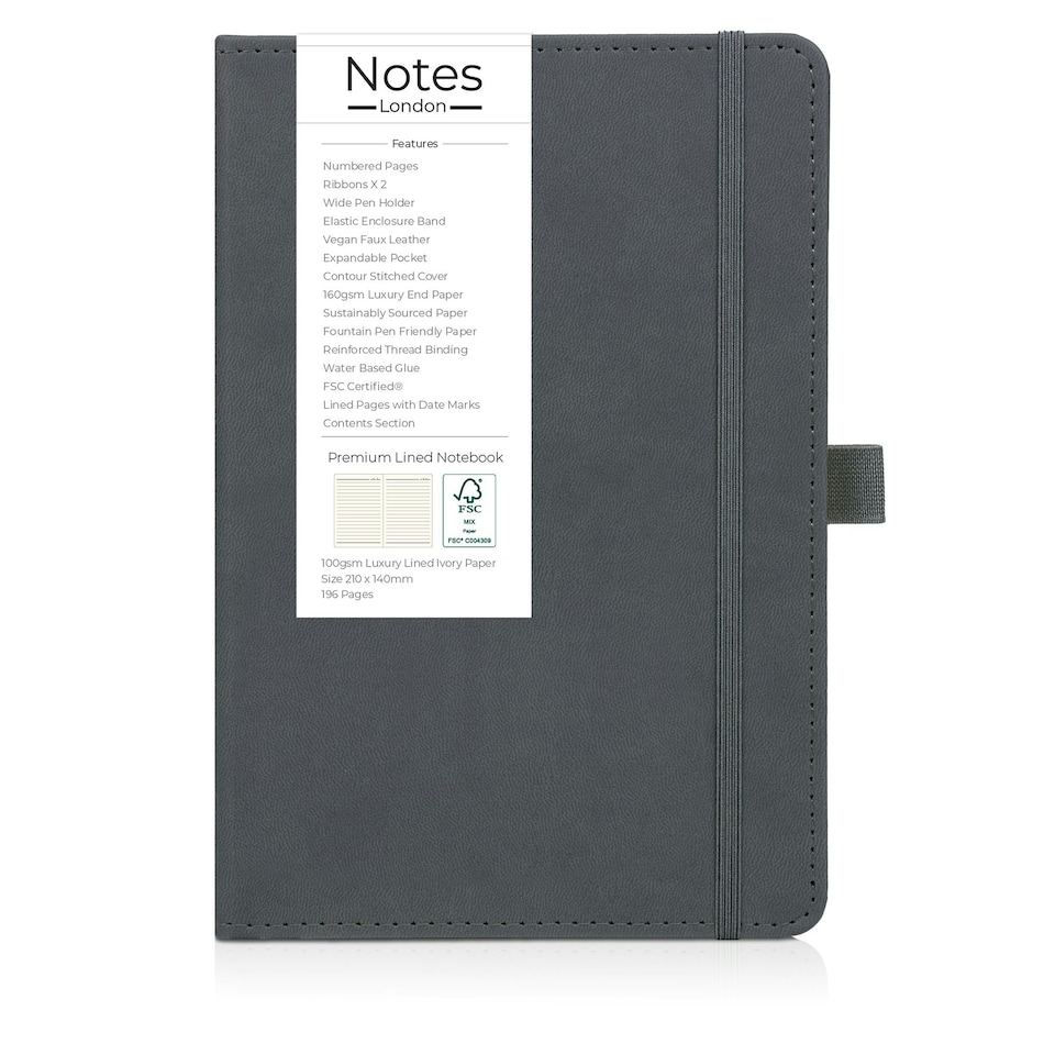 image 1 of Notes London A5 Italian Styled Moretti Notebook Dark Grey