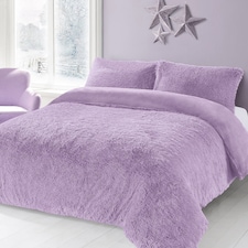 Homes Linen Alaska Cuddles Teddy Bear Fleece Lilac Duvet Cover Luxury Warm Cosy Bedding Set | Clear | Lilac | Super King