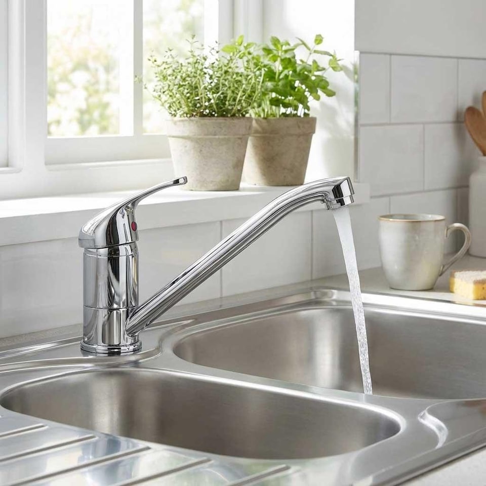 image 1 of Standard Monobloc Kitchen Sink Mixer Tap Chrome Swivel Spout