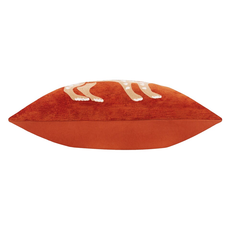 image 1 of Wylder Tropics Dynasty Leopard Embroidered Chenille Cushion, Rust Orange, 30 x 50cm