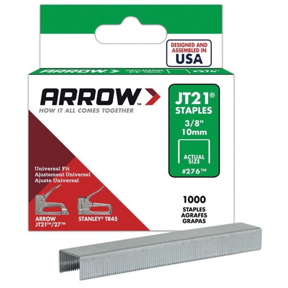 Arrow JT21 Staples 10mm 3/8'' 1000pk - One Colour - One Size