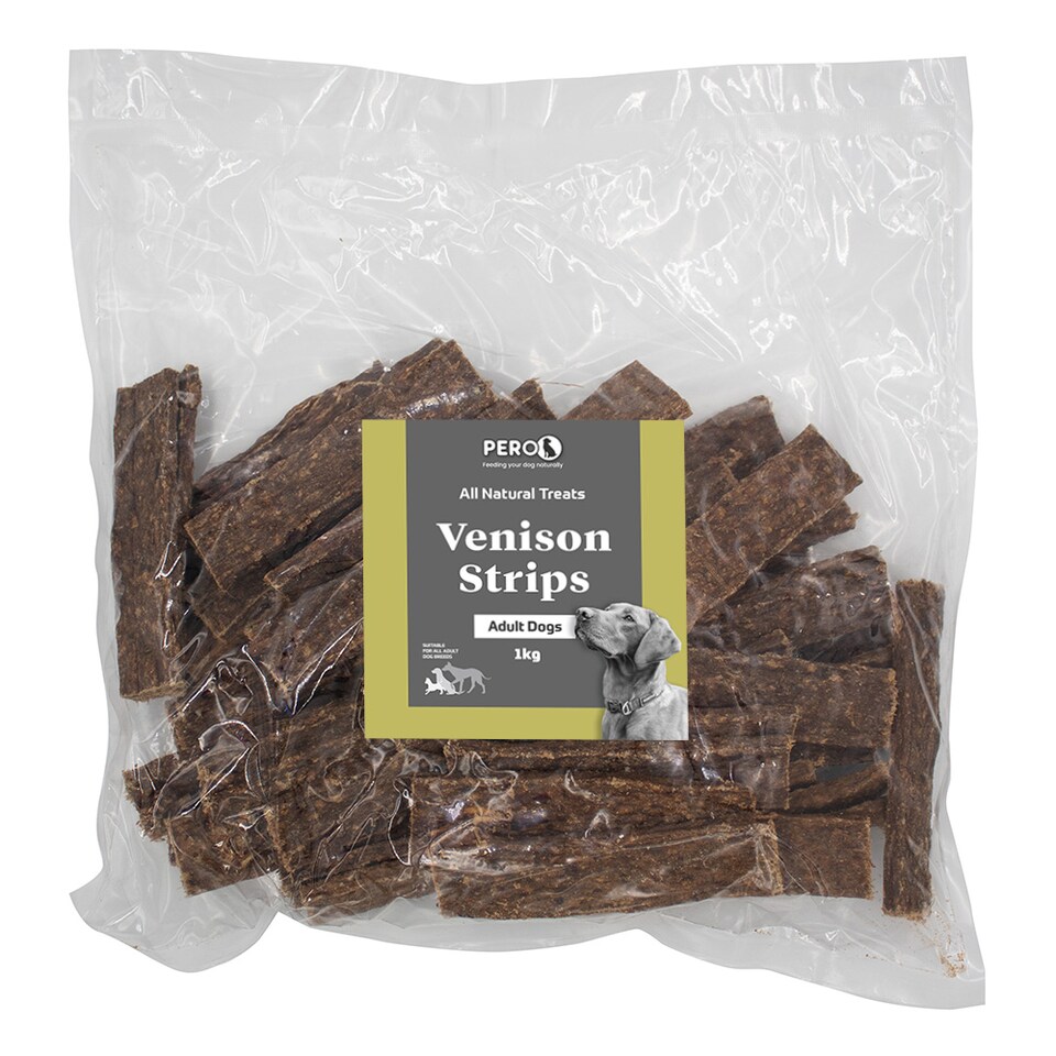 image 1 of Pero Natural Dog Treats - Venison Strips 1kg | Brown | 1kg | Venison | 1