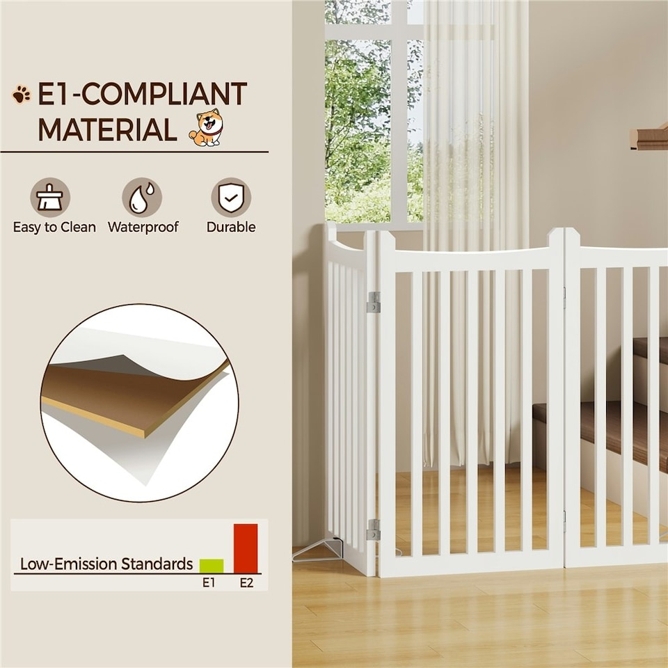 image 1 of Yaheetech 4-Panel Pet Puppy Fence with Two Support Feet, 50 × 90.5 cm | White | Not provided