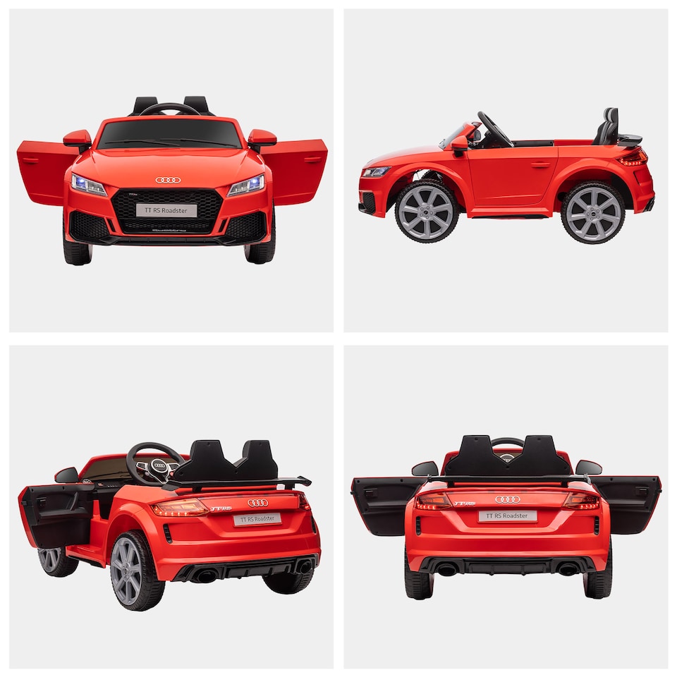 image 1 of HOMCOM 12V Battery Licensed Audi TT RS Ride-On Car w/ Headlight, Red | Red | Red