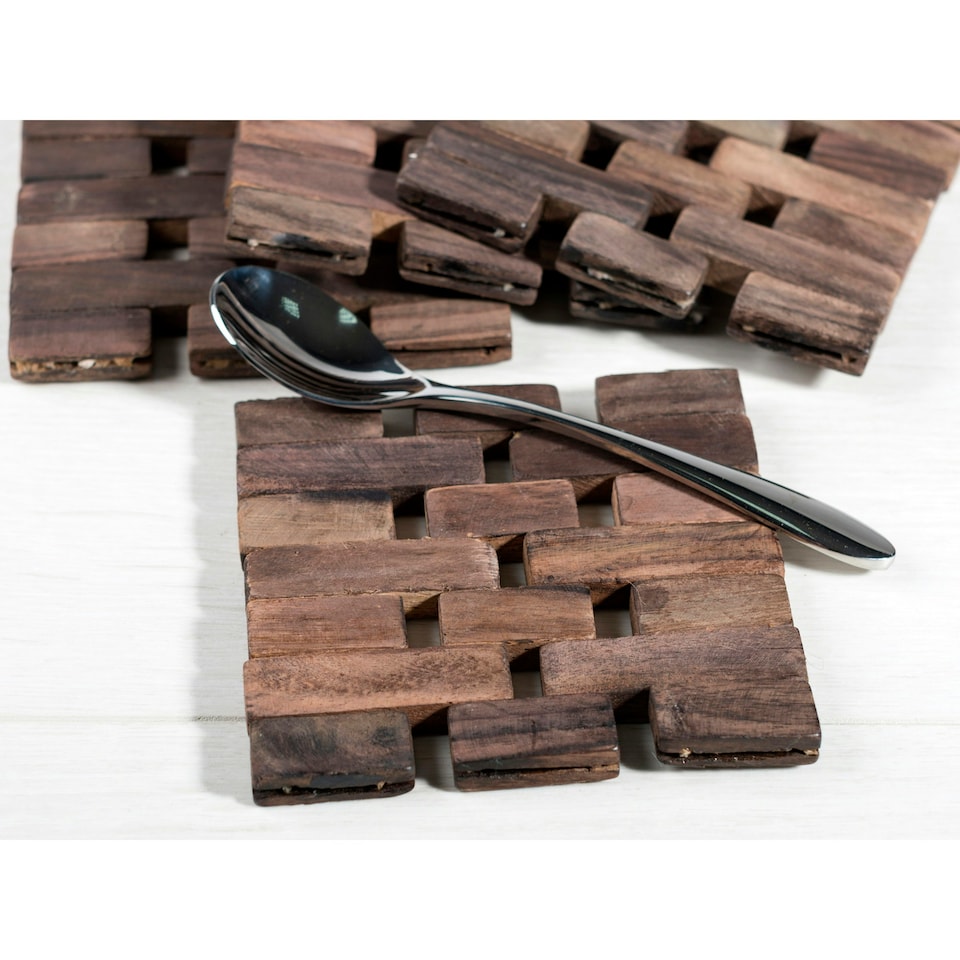 image 1 of Creative Tops Dark Slatted Wood Pack Of 4 Coasters