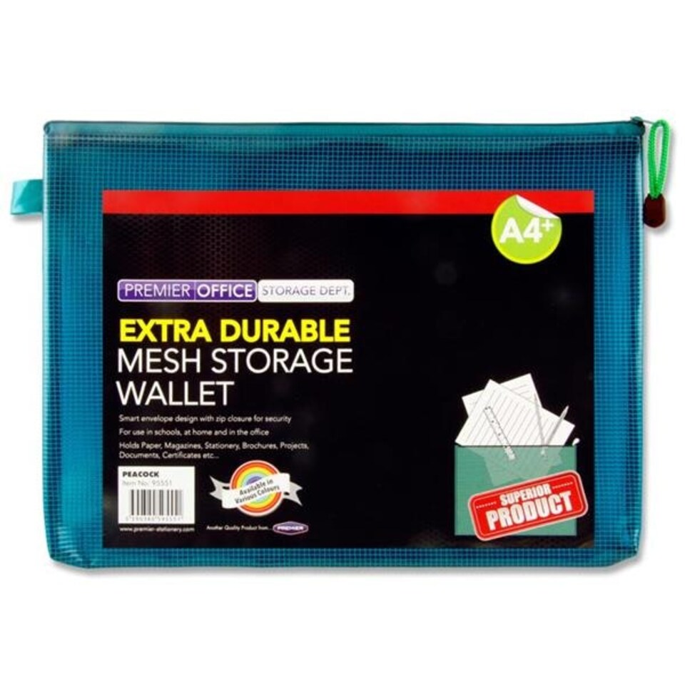 image 1 of A4+ Extra Durable Peacock Blue Mesh Wallet by Premto