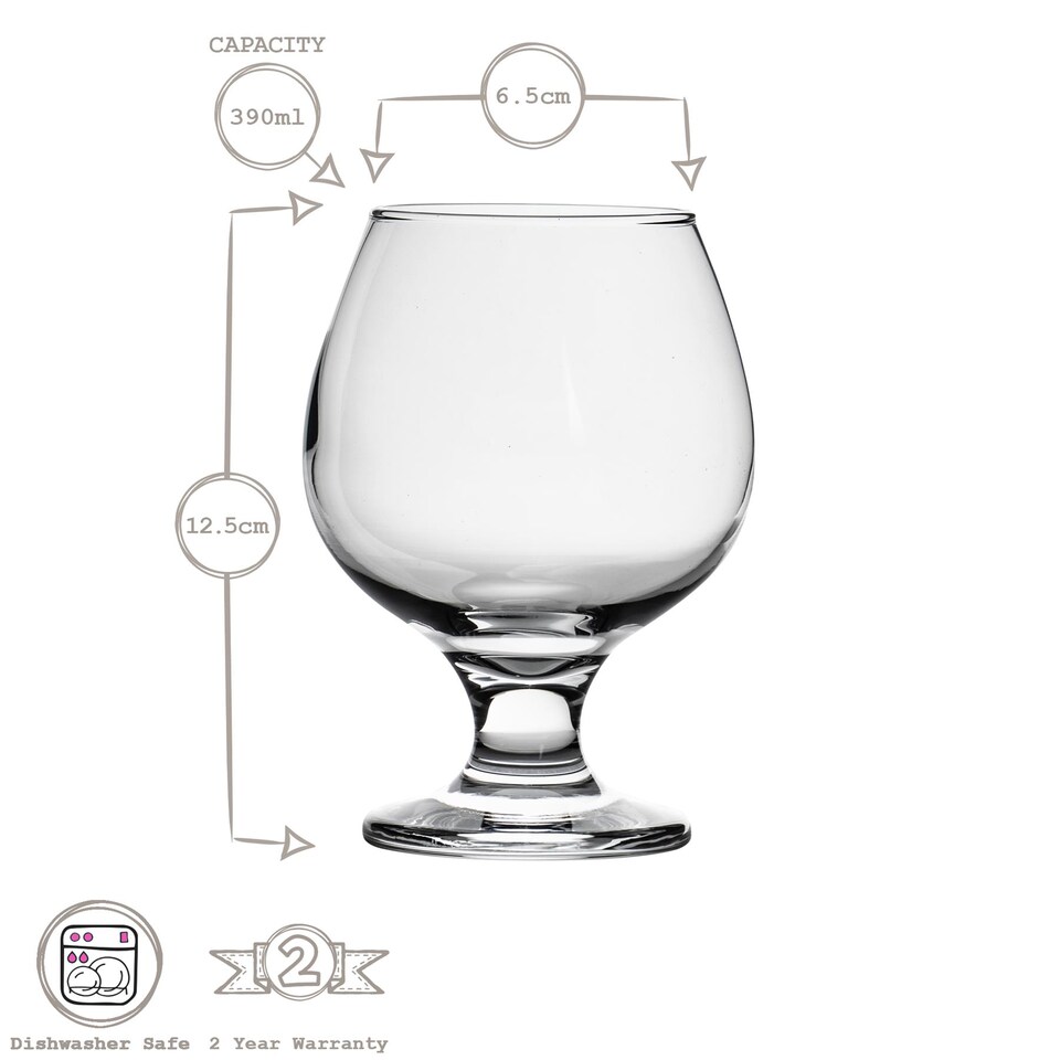 image 1 of LAV Misket Brandy Snifter Glasses - 390ml - Clear - Pack of 12