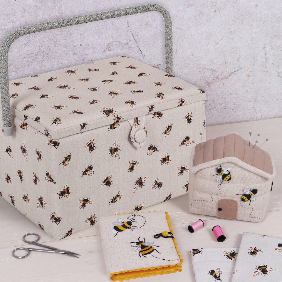 image 1 of Hobby Gift Large Sewing Storage Box, Natural bees